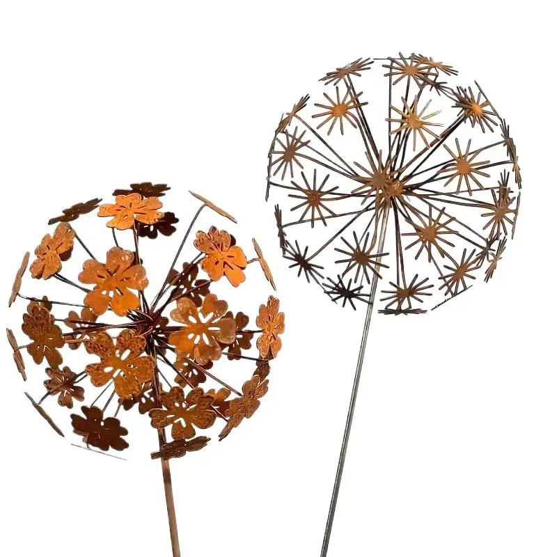 Nieuwe vintage metalen 3D paardenbloem tuin sculpturen paardenbloem tuin decoratie metalen buiten sculptuur buiten decoratie - afbeelding 2