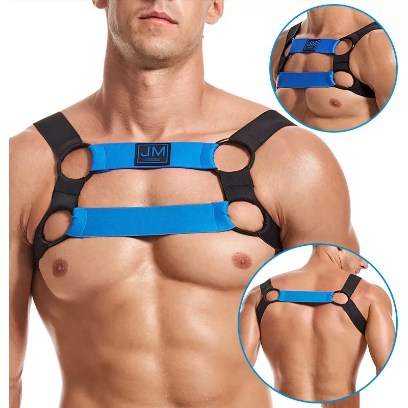 Bra Pria Bodysuite Gay Clubwear Band Harness Pria Seksi Tali Bahu Dada Otot Tank Top Halter Sabuk Pesta Klub