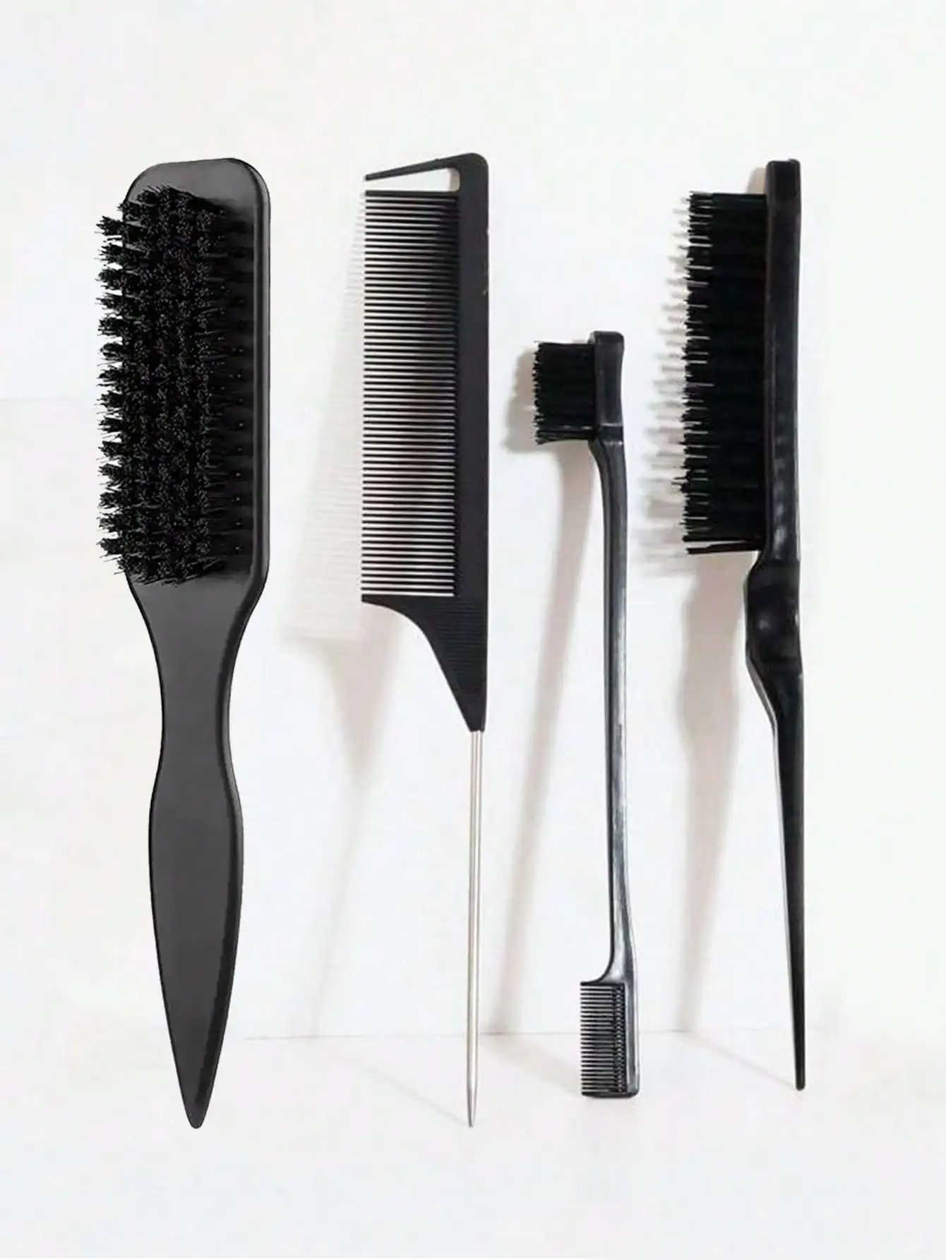 

4pcs Smooth Wooden Hair Styling Comb Set, Suitable For Sleek Ponytail, Flyaway Control, Hairline Shaping, Backcombing And Volumizing. Wide-Tooth Comb Head Facilitates Sectioning And Parting. Applicable For Salon, Beauty Parlor, Travel, Back-To-School, Vac