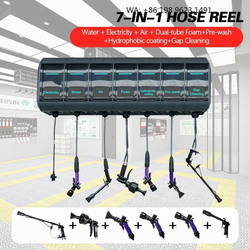Tired of Tangled Hoses-This  5-in-1 Integrated Reel Streamlines Your Car Wash Bay