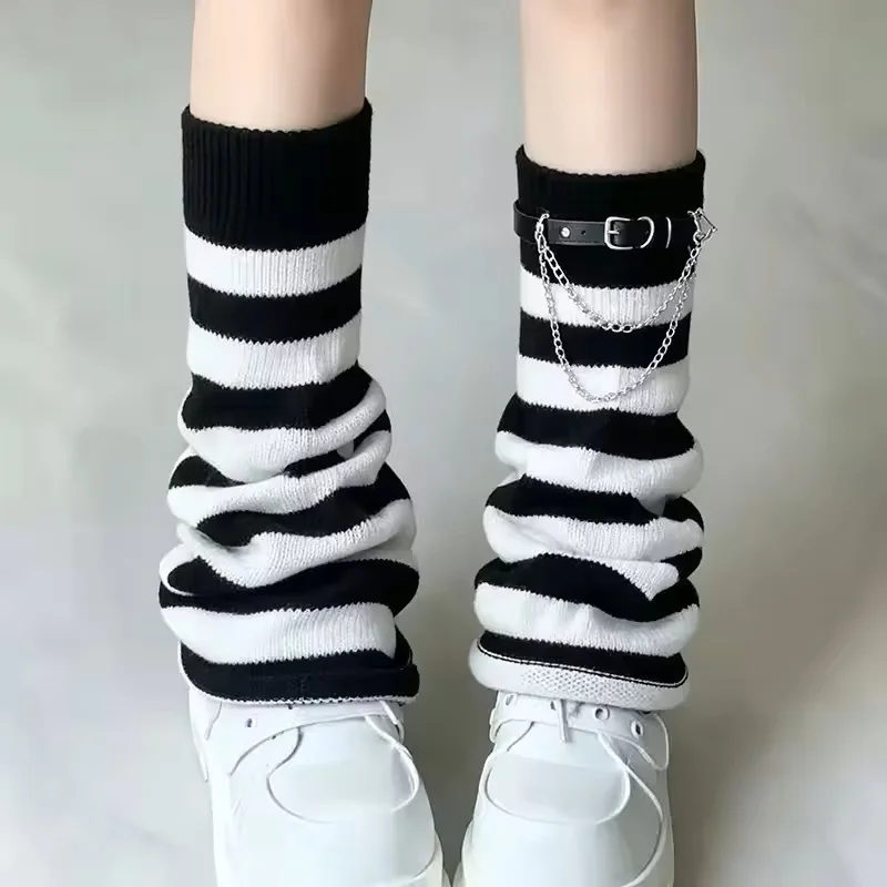 Y2K Spicy Girls JK Slouch Knee High Stacked Socks Women's Autumn/Winter Knitted Wide-Leg Striped Calf Flared Cuff Leg Warmers - view 3