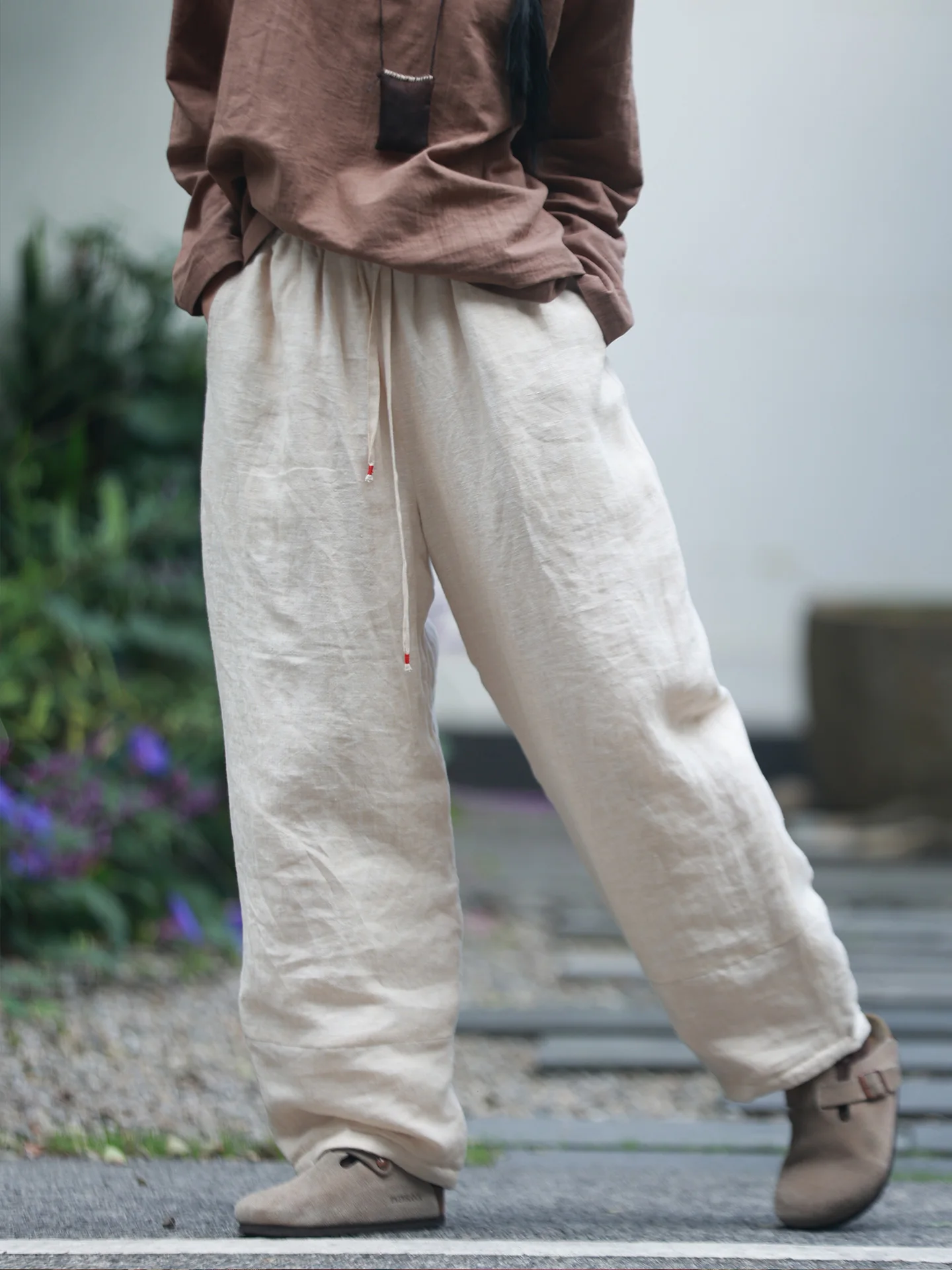 

Теплые экологичные хлопковые брюки Haax: универсальные прямые длинные брюки для женщин, средняя посадка, утолщенные, без эластана