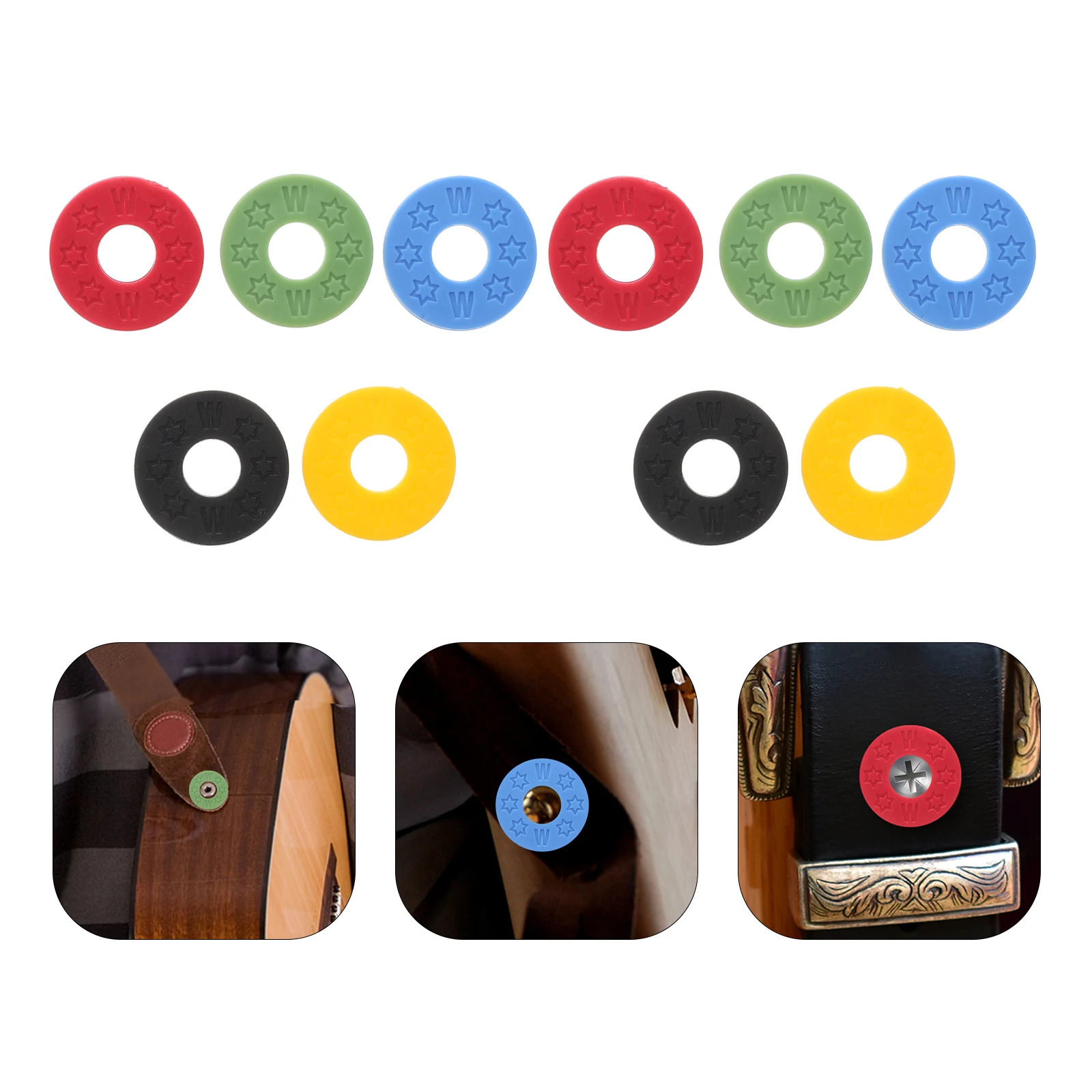 

20pcs Locks Anti Drop Protector Blocks Electric Bass Acoustic Accessories Easy Install Durable Pe Washers Red Green Black Blue