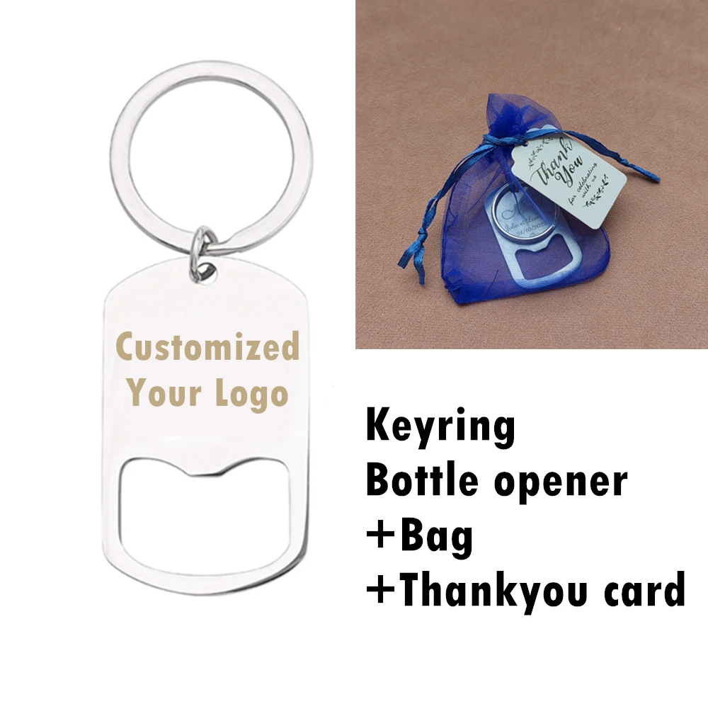 Gepersonaliseerde roestvrijstalen bierflesopener sleutelhanger doop verjaardag bruiloft cadeau voor gast sleutelhanger