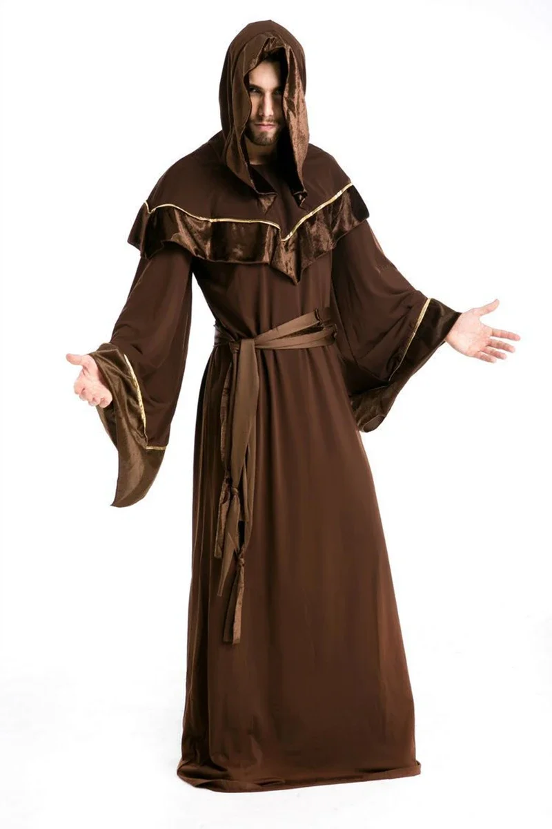 Männer Gott Vater Missionar Gothic Zauberer Cosplay Priester Uniform Halloween Party europäischen religiösen Schamanen religiösen Kostüm