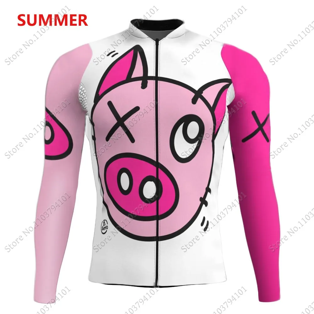 Cartoon Anime pig 2024 Cycling Jersey Set Mens Long Sleeve Summer Clothing Road Pants Bib Bike Suit MTB Maillot Ropa