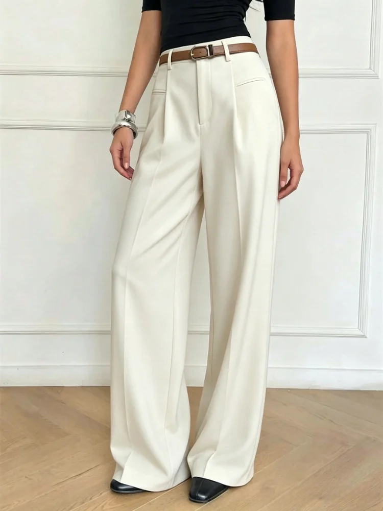 2026 New Autumn and Winter Office Chic Women's Commuter High-waist Trousers Versatile Straight Mopping Floor Drape Suit Pants