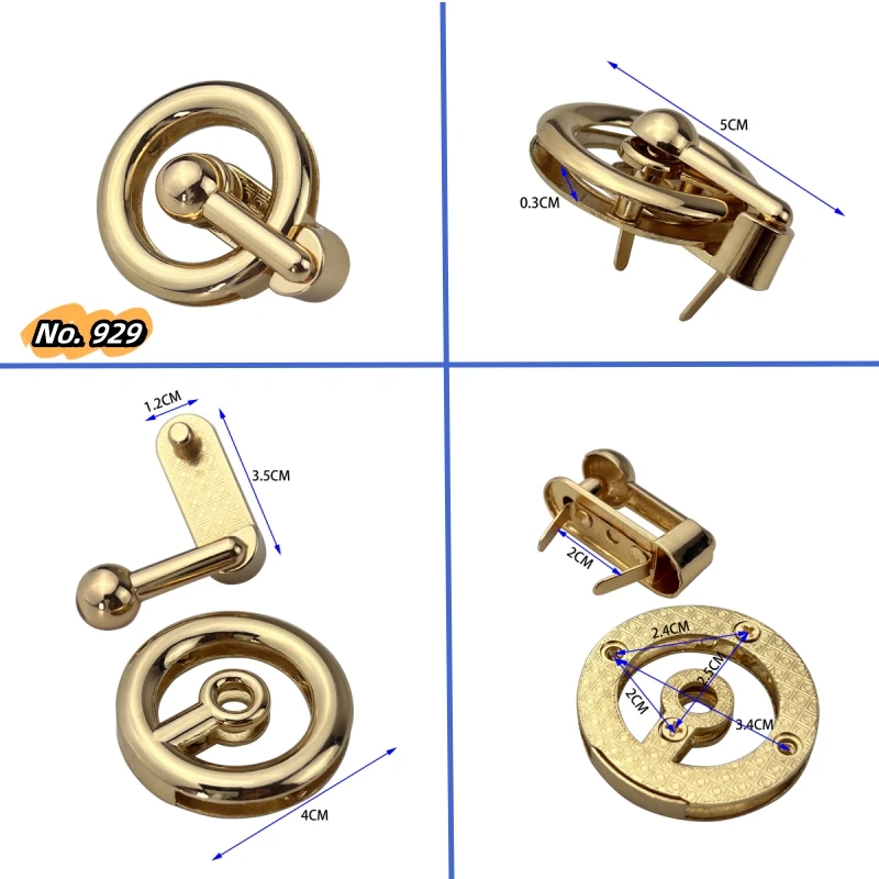 Round Metal Bag Lock Twist Turn Locks Buckles for DIY Repair Handbag Purse Parts Hardware Accessories Zinc Alloy