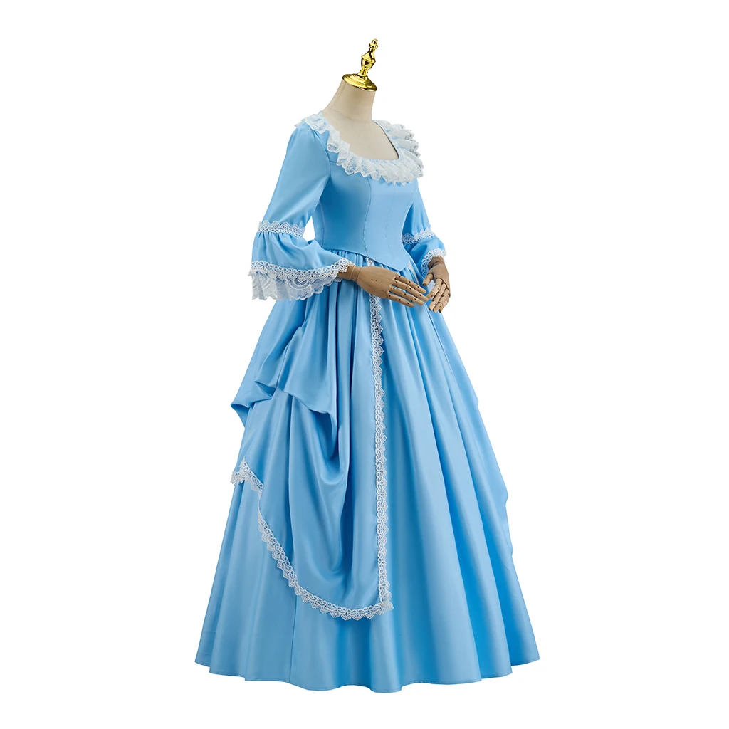 French Rococo Marie Antoinette Blue Ball Gown Medieval Court Noble Renaissance Vintage Princess Costume Dress Halloween Carnival