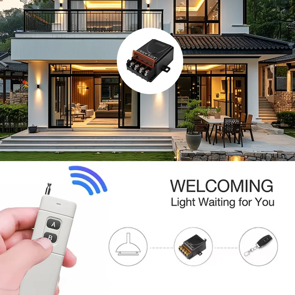 

AC 220V 30A 1CH 433Mhz Wireless Remote Control Switch RF Relay Receiver + On/Off Transmitter For Electric Appliance Lamp