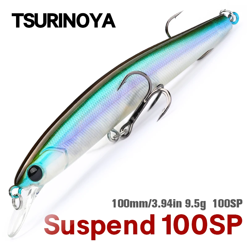 TSURINOYA DW70 100SP Suspending Minnow Fishing Lure 100mm 9.5g Artificial Hard Swimbait Wobbler Jerkbait Pike Bass Tackle