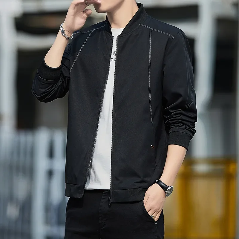 

Mens Short Bomber Jacket Casual Versatile Lightweight Coat for Spring Autumn