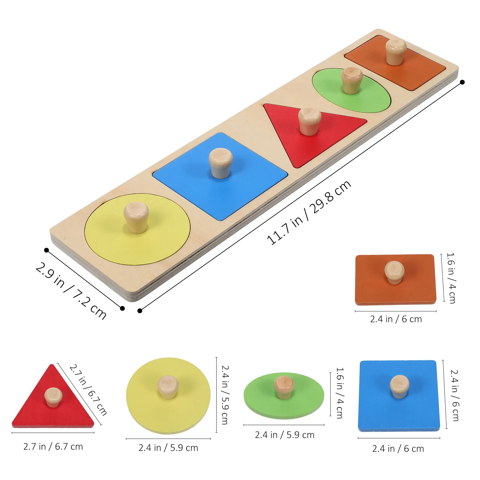 1pcs Wooden Board Bright Colorful Shape Recognition Learning For Toddlers Educational Peg Puzzle Shape Sorter Geometric Puzzle