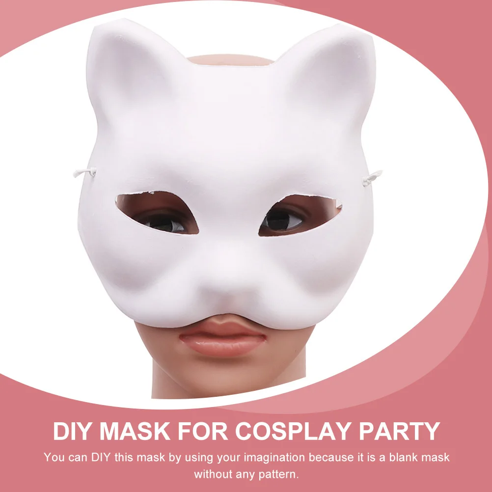 12 stks DIY Handgeschilderde Pulp Maskers Blank Kat Gezicht Halloween Maskerade Partij Cosplay Vrouwen Kids Craft Veilig Premium Materiaal
