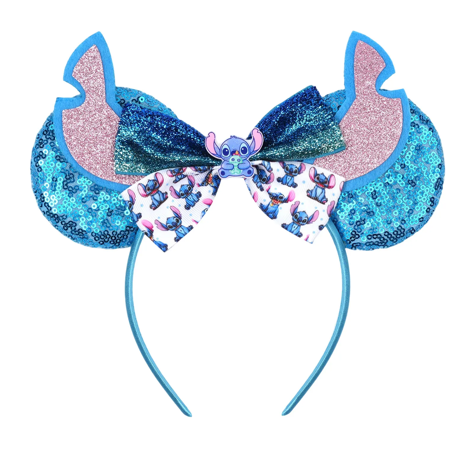 1 Stück Niedliches Stitch Haarband mit Pailletten-Mausohren, Geeignet für Mädchen zum Fotografieren, Urlaubsgeschenk, Kinder-Haaraccessoires