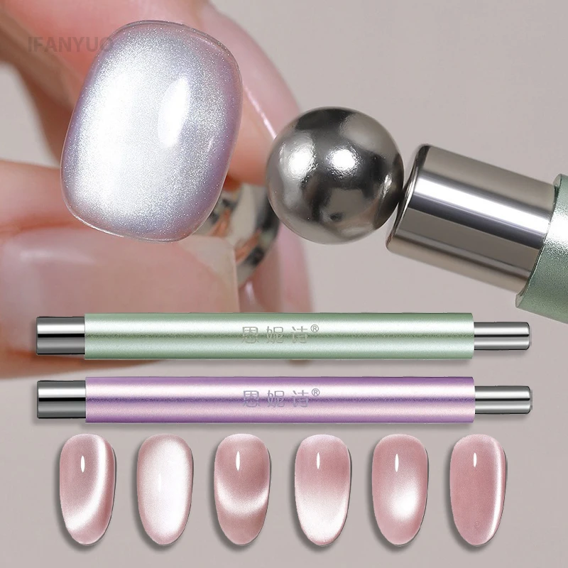Магнитная палочка для дизайна ногтей «кошачий глаз» Магнитный шар Алюминиевая ручка Цилиндрический УФ-гель Магнитные инструменты Инструменты для дизайна ногтей с двойным концом