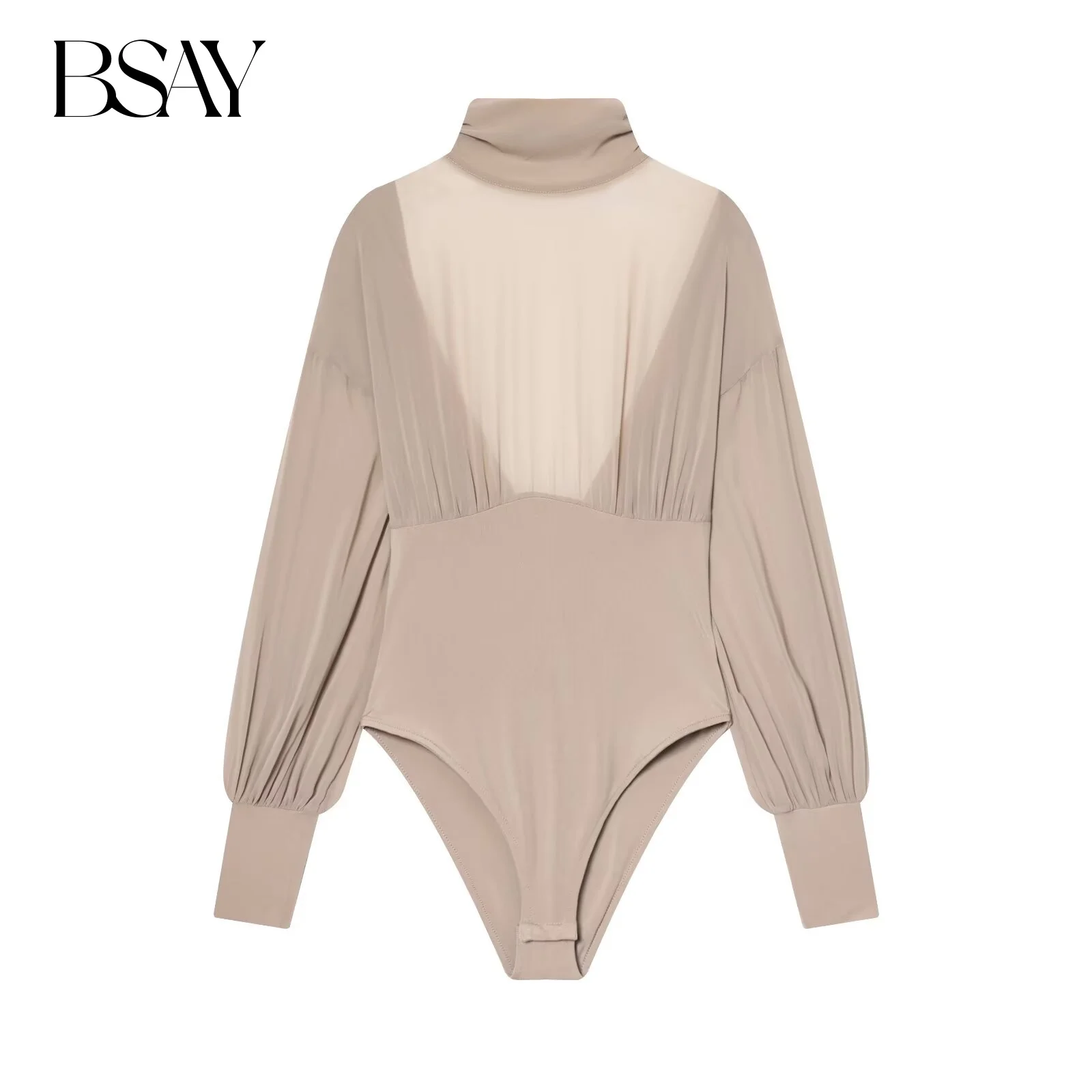 

Bsay Stand Collar Fold Jumpsuit Women's Clothing Fashion Sexy Backless Long Sleeved Bodysuit Chic Female Bustier Tops Mujer
