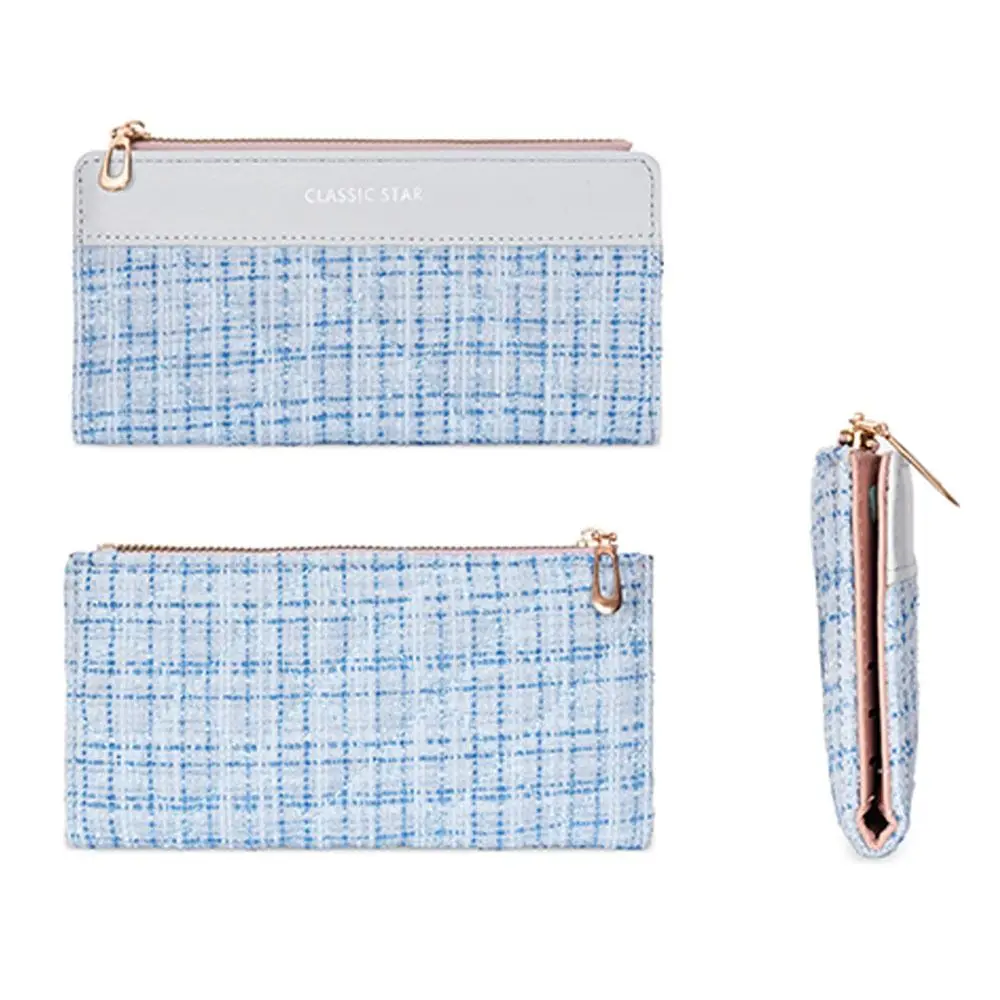 

Портативный кошелек большой вместимости, длинный, с двойным сложением, на молнии, с отделением для монет