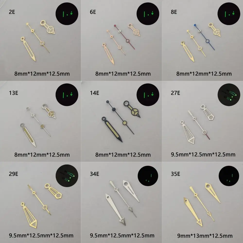 

ETA 2824/2836/2892 Compatible Watch Hands Set with Luminous Markers in Multiple Colors
