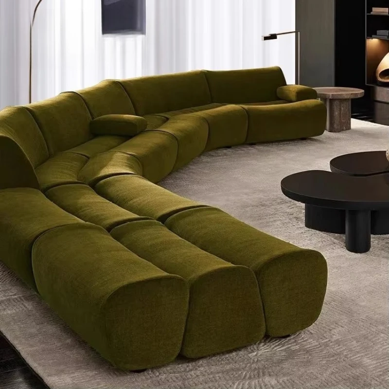 Single Seat Boneless L-Shape Multi-Size Sectional Compression Modern Section Fabric Modular Sponge Filled Tufted Back Sofa