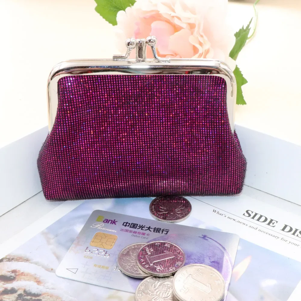 Portefeuille court rétro à double couche avec grille lumineuse pour femme, porte-cartes créatif, mini porte-monnaie, pochette à moraillon