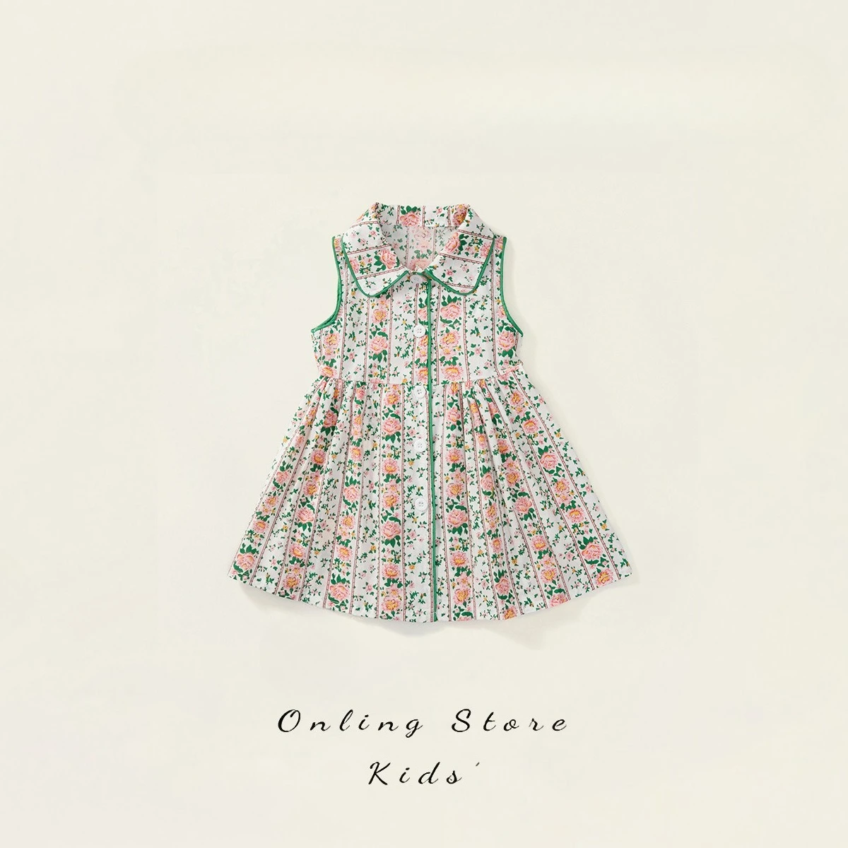 Girls' dress  summer new item for baby girls Korean sleeveless doll collar floral  princess dress