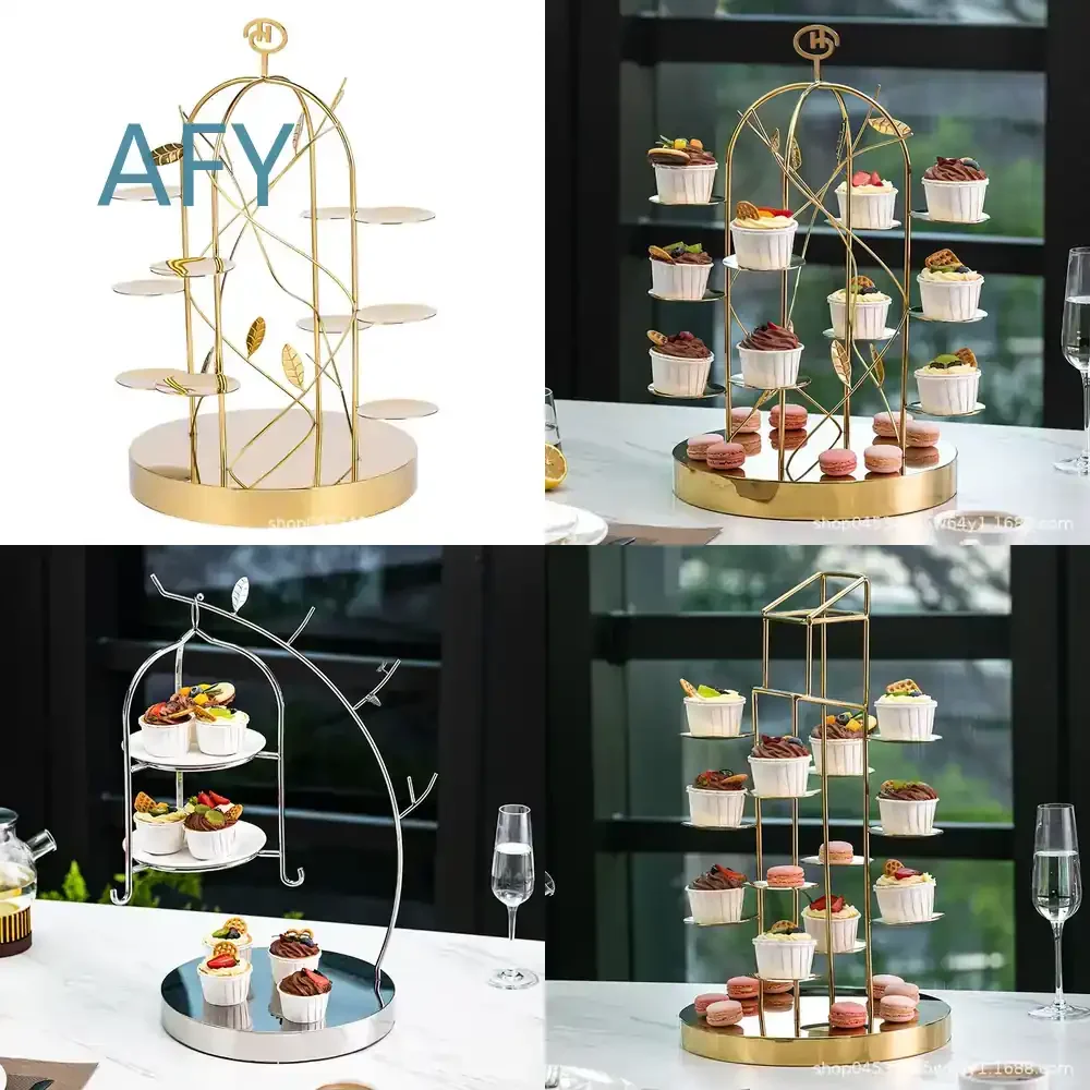 European Three-Layer Afternoon Tea Snack Plate Cake Rack Dessert Display Stand for Tea Break Fruit Plate Shelf for Home