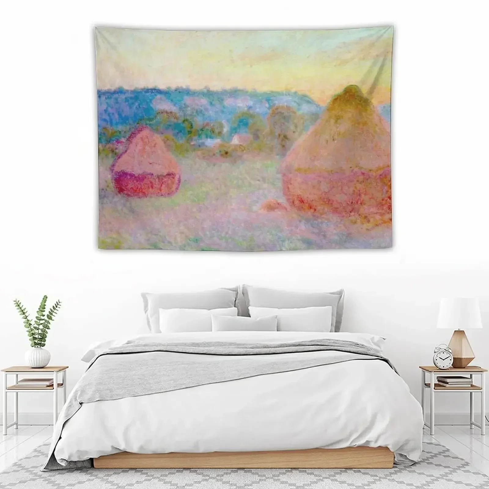 

Claude Monet's "Grainstacks at the End of the Day in Autumn" Tapestry Wallpaper Bedroom Carpet On The Wall Tapestry