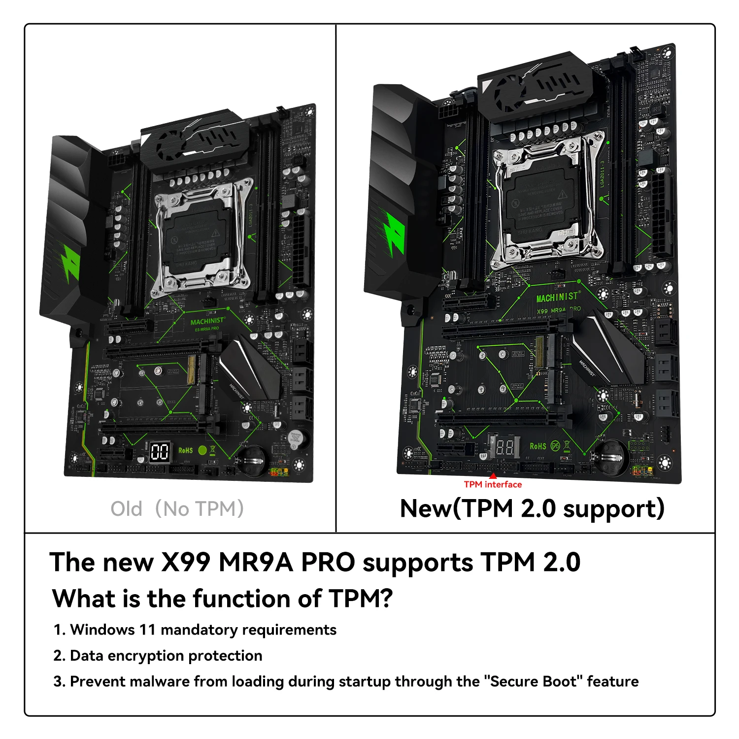 MACHINIST MR9A PRO X99 Motherboard Set Kit LGA2011-3 Xeon E5 2690 V3 CPU DDR4 16 GB (2*8 GB) 2666 MHz RAM TPM 2.0 Optionale Kombination