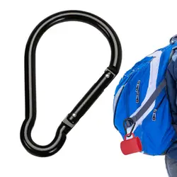 3.9in Aluminum Alloy Carabiner Black D-Ring Key Chain Clip Large Camping Keyring Snap Hook Outdoor Travel Tool