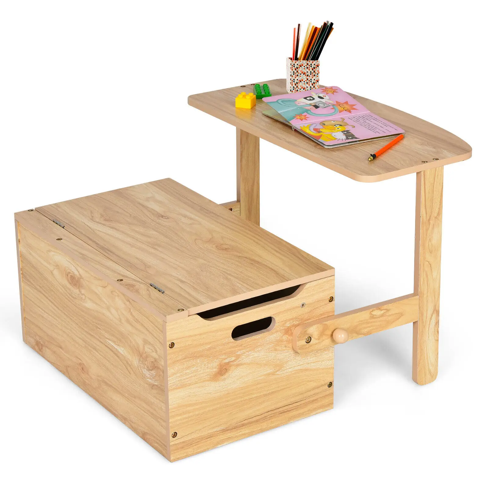 DORTALA Kids Convertible Activity Bench Table 3-in-1 Desk and Chair Set with Toy Storage