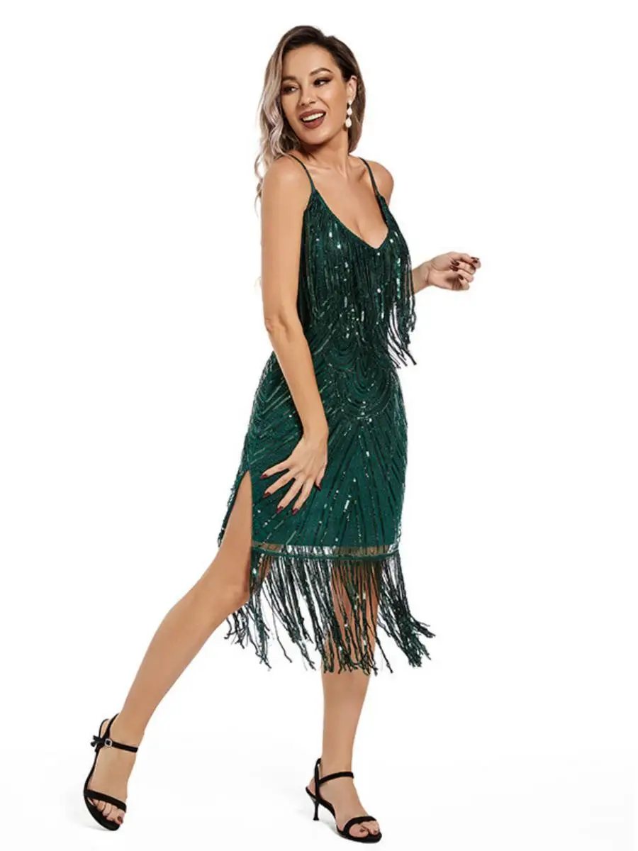 Sexy vintage Gatsby Dr Scintillante Matrimonio Dr Svel Bodycon Dr per le donne Stagione invernale Speciale Ocn Dr