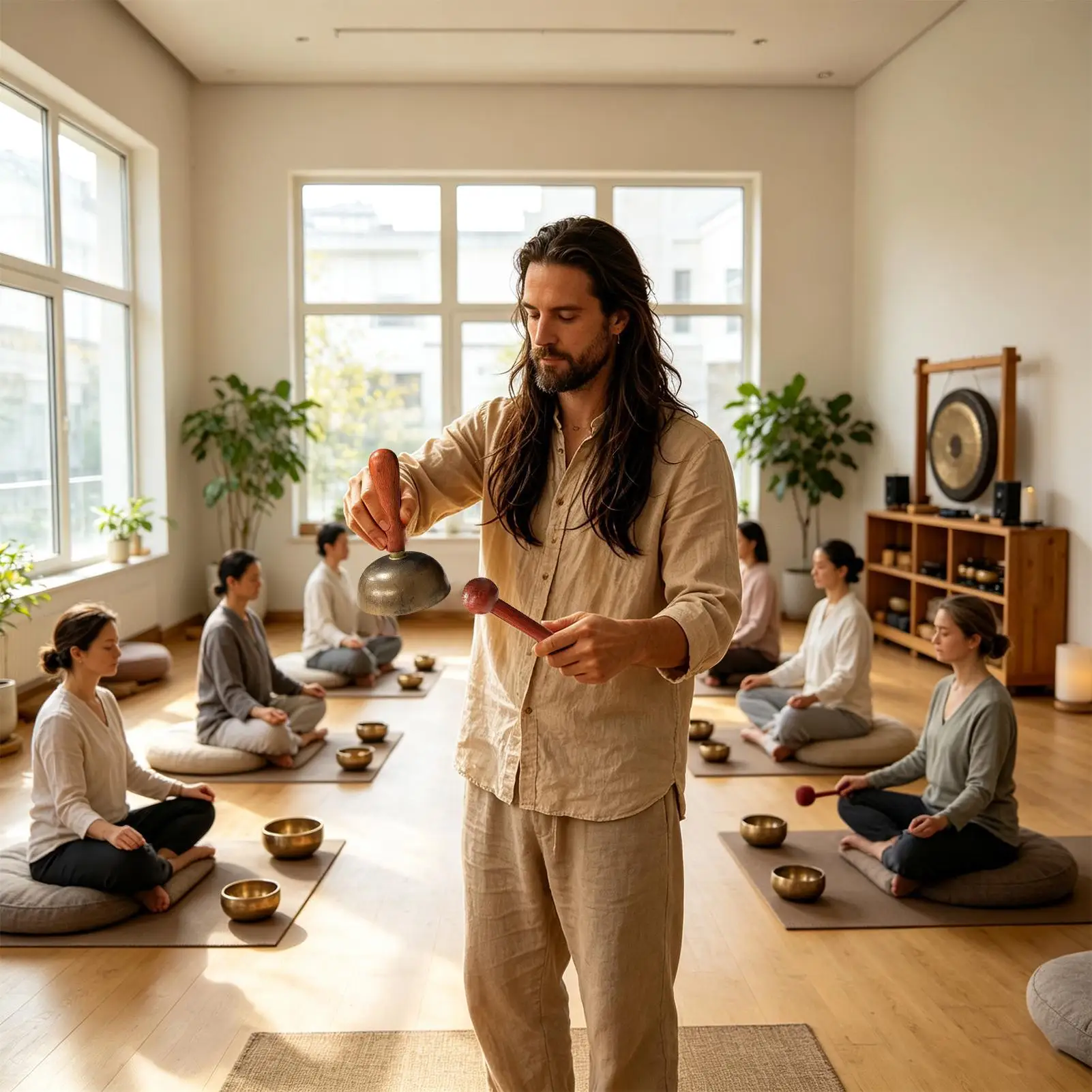 Singing Bowl Sound Instrument With Wooden Hamme Singing Bowls For Yoga Relaxation Prayer Beginners Mindfulness Men Women Room