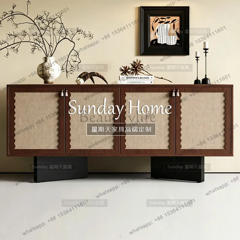 Factory Direct Nordic Rattan Large Capacity Side Cabinet Living Room Wall Design Locker