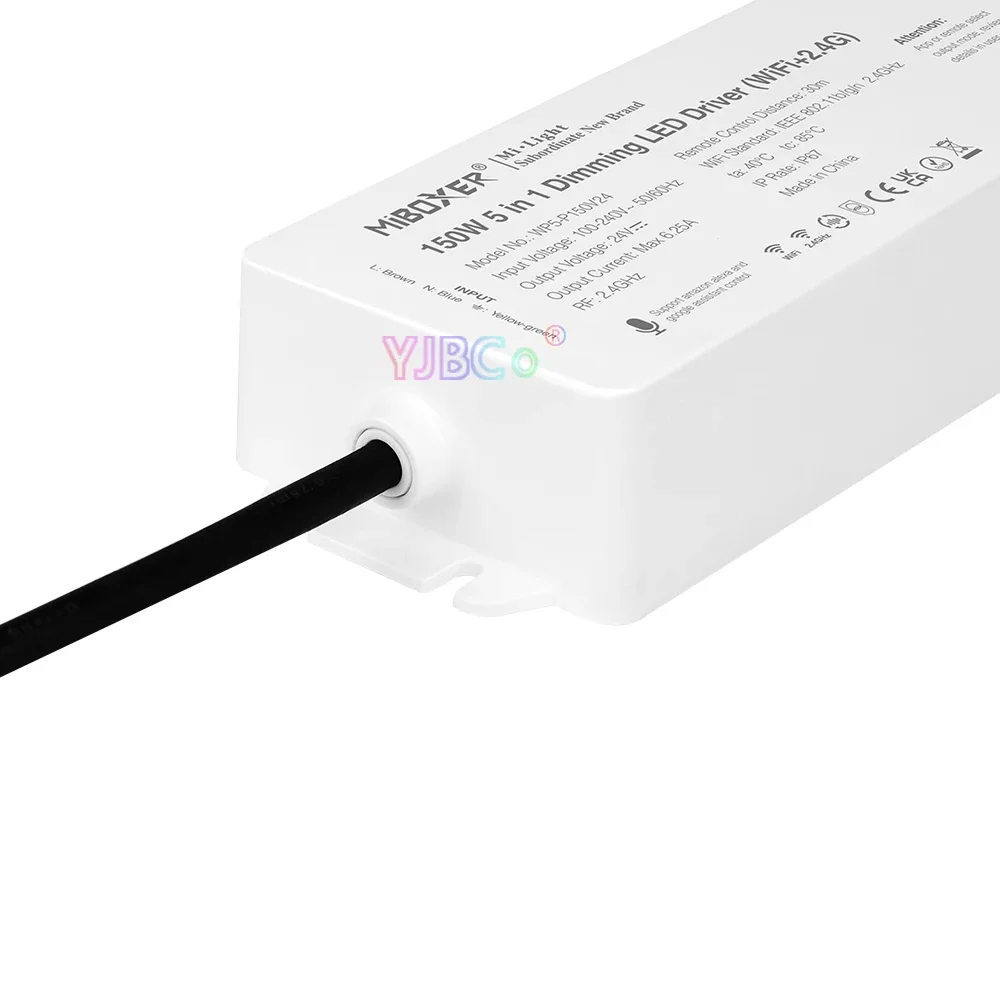 

Miboxer Single color/Dual white CCT/RGB/RGBW/RGB+CCT light Power supply 24V 150W 2.4G WiFi 5 in 1 Dimming LED Driver 110V~220V