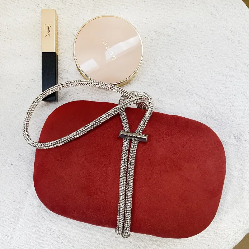 Royal Blue Velvet Evening Clutch Bag Women Rhinestone Wristlet Strap Hardcase Handbag Luxury Formal Wedding Party Dinner Purse
