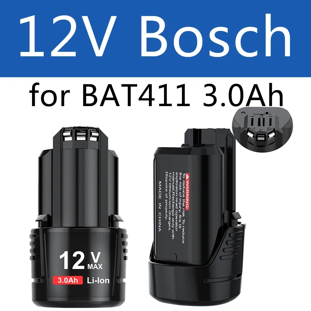 for Bosch BAT412A BAT413A 12V 3000mAh BAT411 Replacement Battery 12V Battery for BOSCH D-70745GOP 2607336013 2607336014 PS20-2