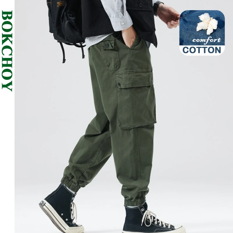 

2025 Winter New Cargo Multi-pockets Jogger Pants for Men Clothing Comfort Cotton Fashion Male Trousers GF258301