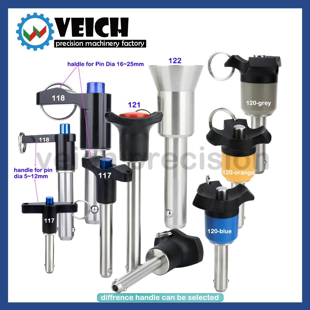 

VCN-U2 Dia 8~25mm 1pc Unstandard Quick Release Ball Lock Pin Usable Length 105/110/115/120/125/130/140/145/150/160/165/200/230mm