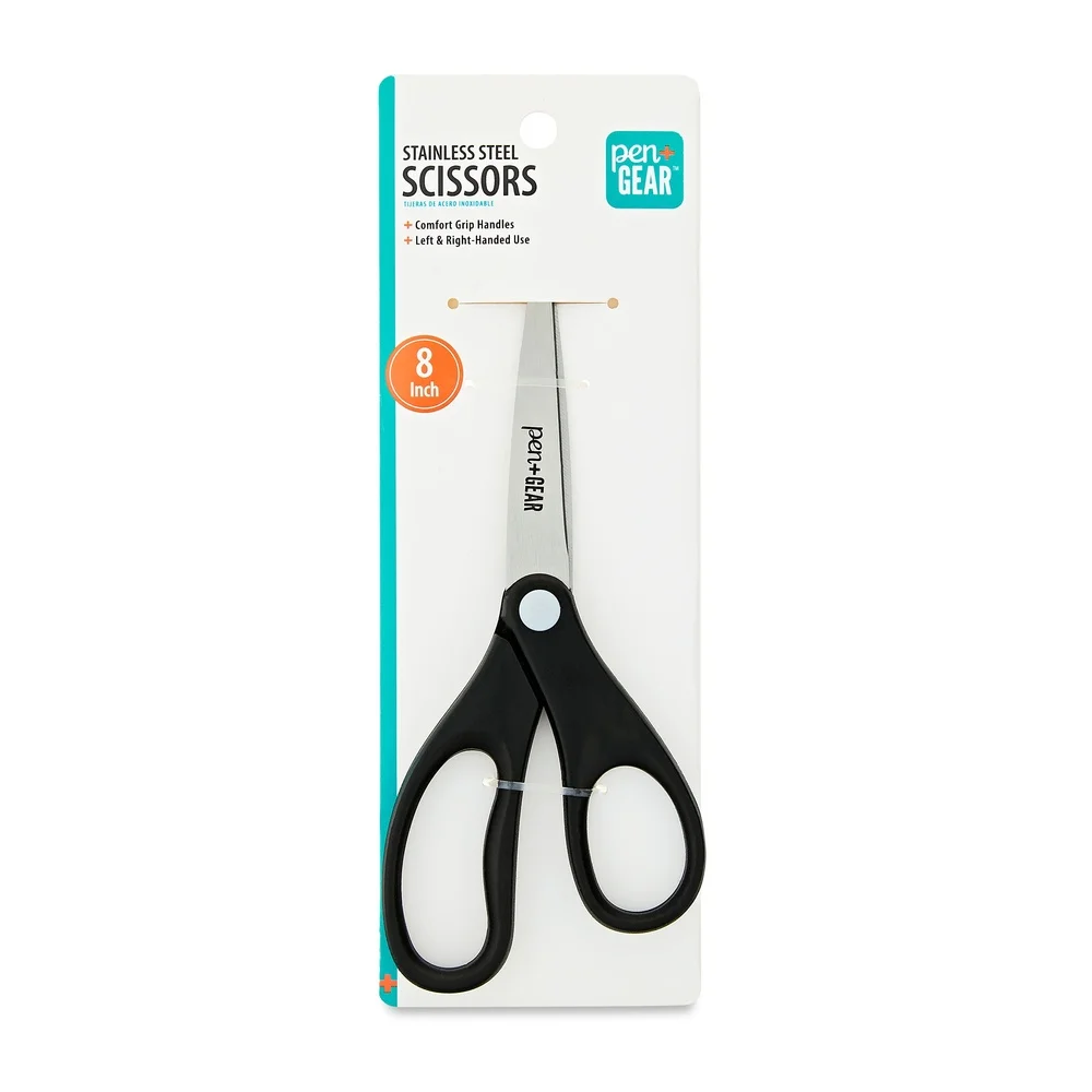 8-Inch All-Purpose Stainless Steel Scissors Home Office Crafting K-12 Classroom Durable Lightweight Kid Adult Friendly