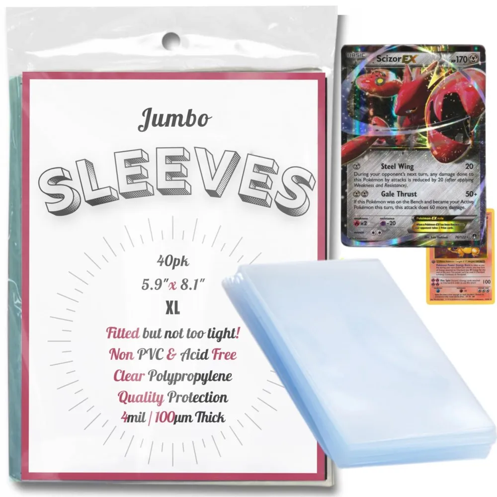 100PCS Jumbo Cards Sleeves L XL large Size Transparent Card Holder Protector for Oversized TradingCard TCG MTG  Game Sport Cards