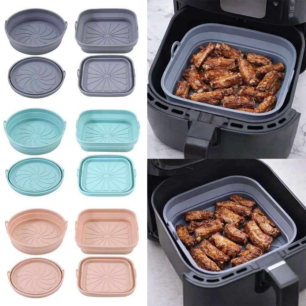 Silicone Air Fryer Silicone Liner Foldable Square Round Air Fryer Baking Tray Non-slip Multicolor BBQ Baking Pan