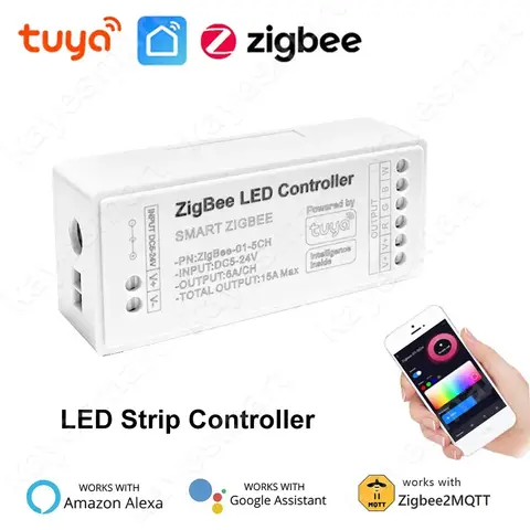 Tuya Smart Zigbee Led Controller for Single Color RGB CW RGBW RGB+CCT LED Tape Voice APP Control 12V LED Light Controller Alexa