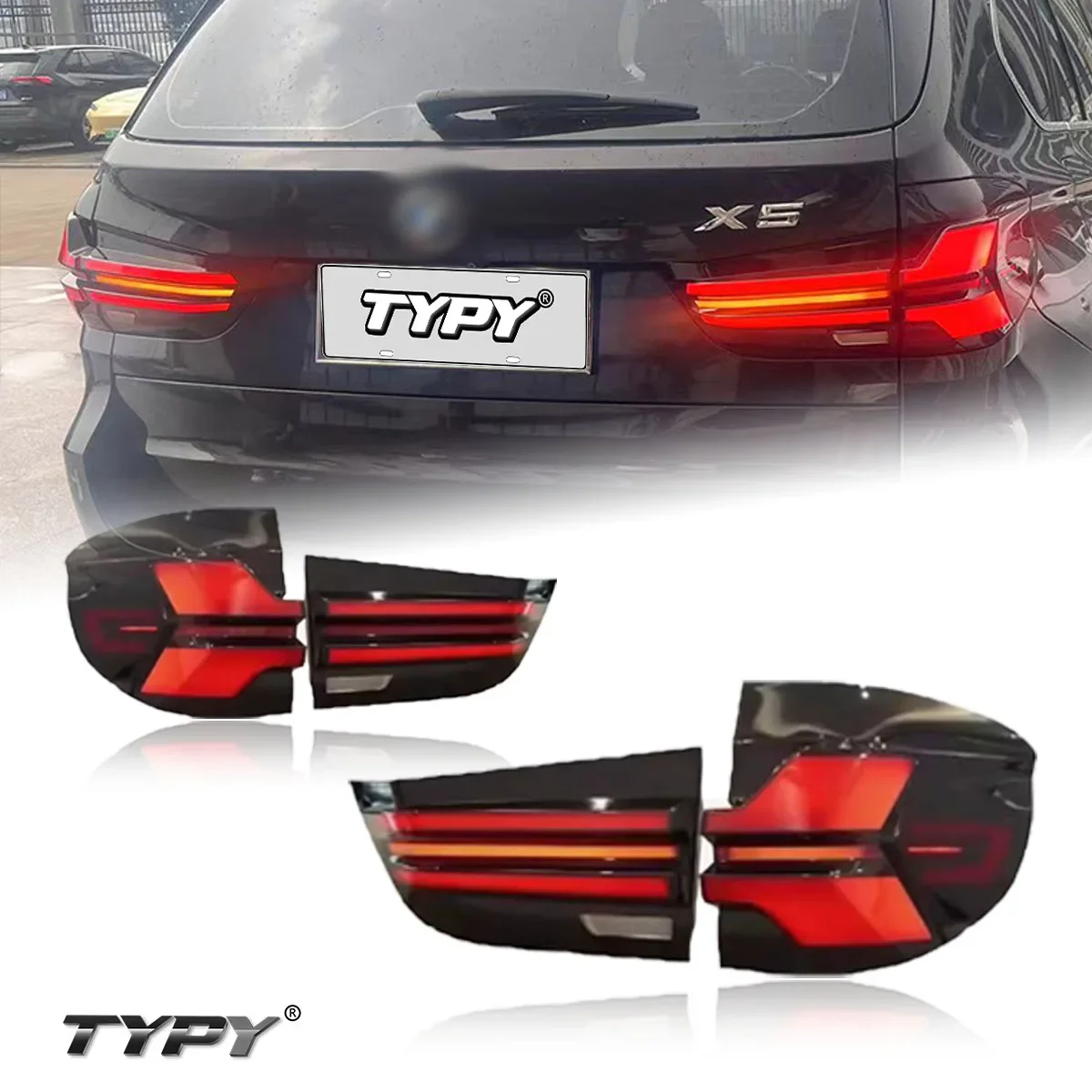 TYPY Car Taillight Assembly For B-MW X5 F15 2014-2018 Upgrade Modified TO NEW Dynamic Turn Signal Brake Car LED Taillight