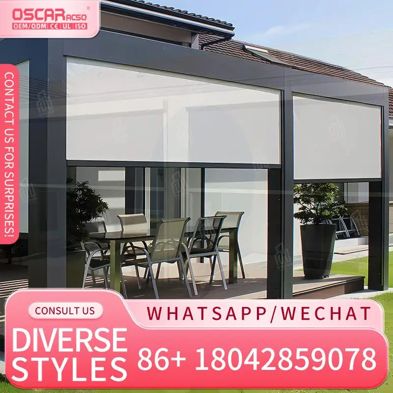 

Outside PVC Windproof Waterproof Motorized Vertical Shutter Outdoor Roller Blind for Garden Patio Balcony Rolling Blind