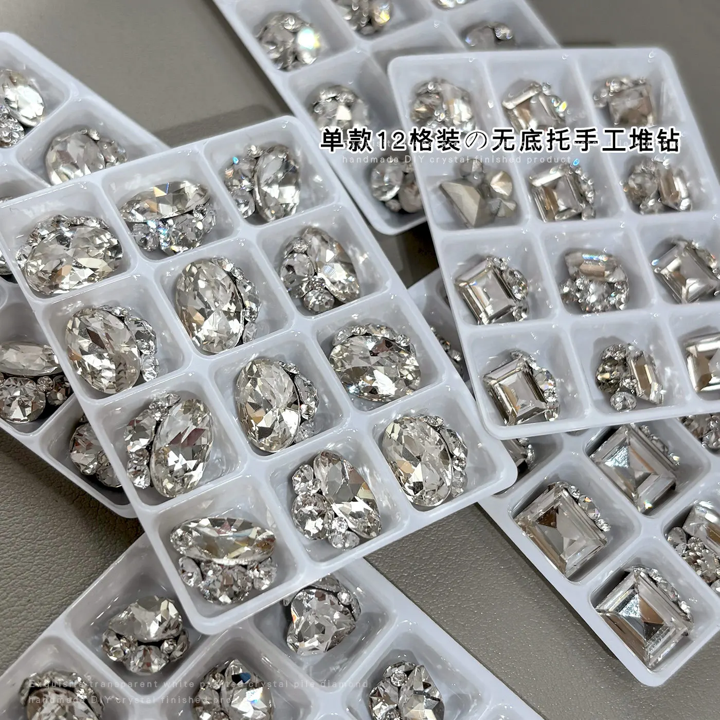12PCS Transparent Shiny White Crystal Nail Art Rhinestones Mixed Shapes For Manicure Nails Decoration Supplies Tool DIY Phone image 5