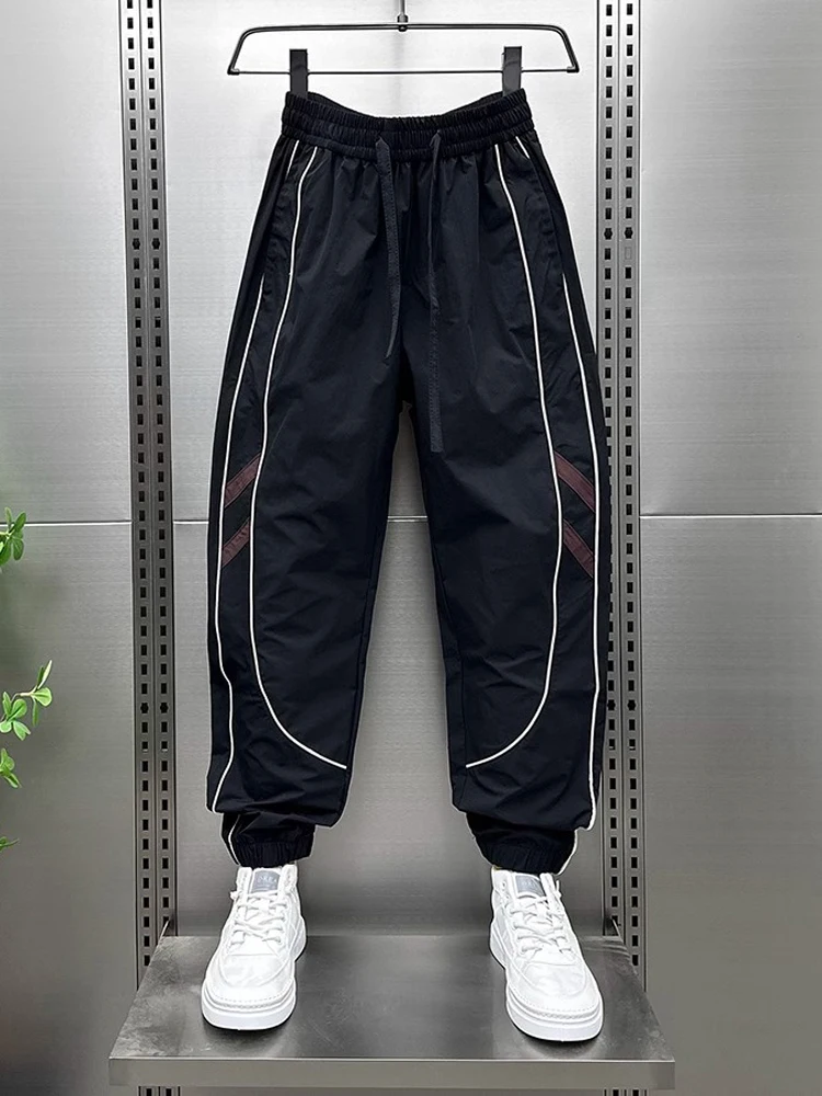 

Men's Summer Slim Fit Qui Dry Casual Pants Tapered Sports Long Trousers Faionable Loose Elastic Waist Breathable