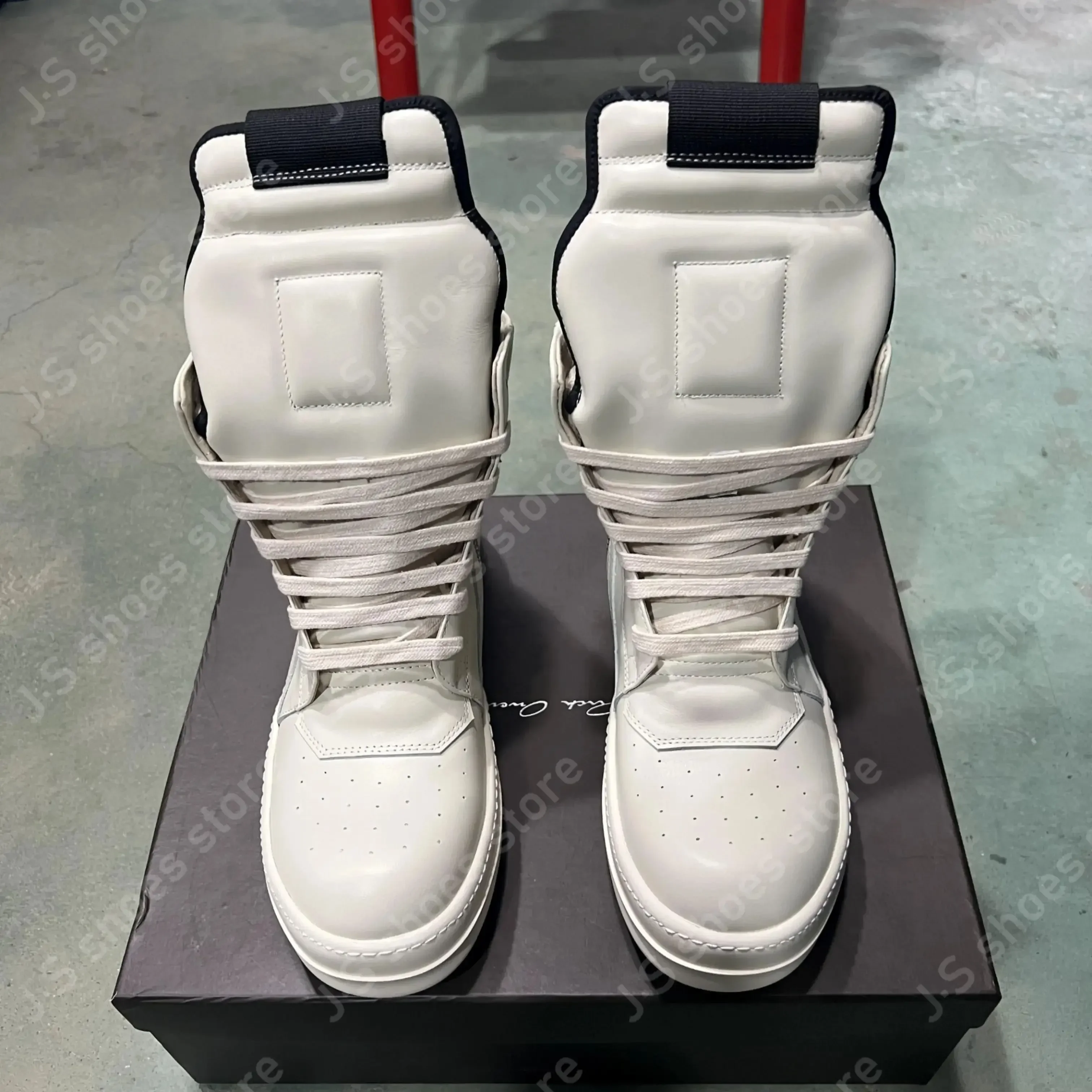 Ro كلاسيكي الأبيض الأحذية الجلدية جلد البقر أحذية رياضية عالية أعلى حذاء الرجال حذاء رياضة سستة النساء حذاء كاجوال الدانتيل يصل الفاخرة حذاء بوت بطول الكاحل #2