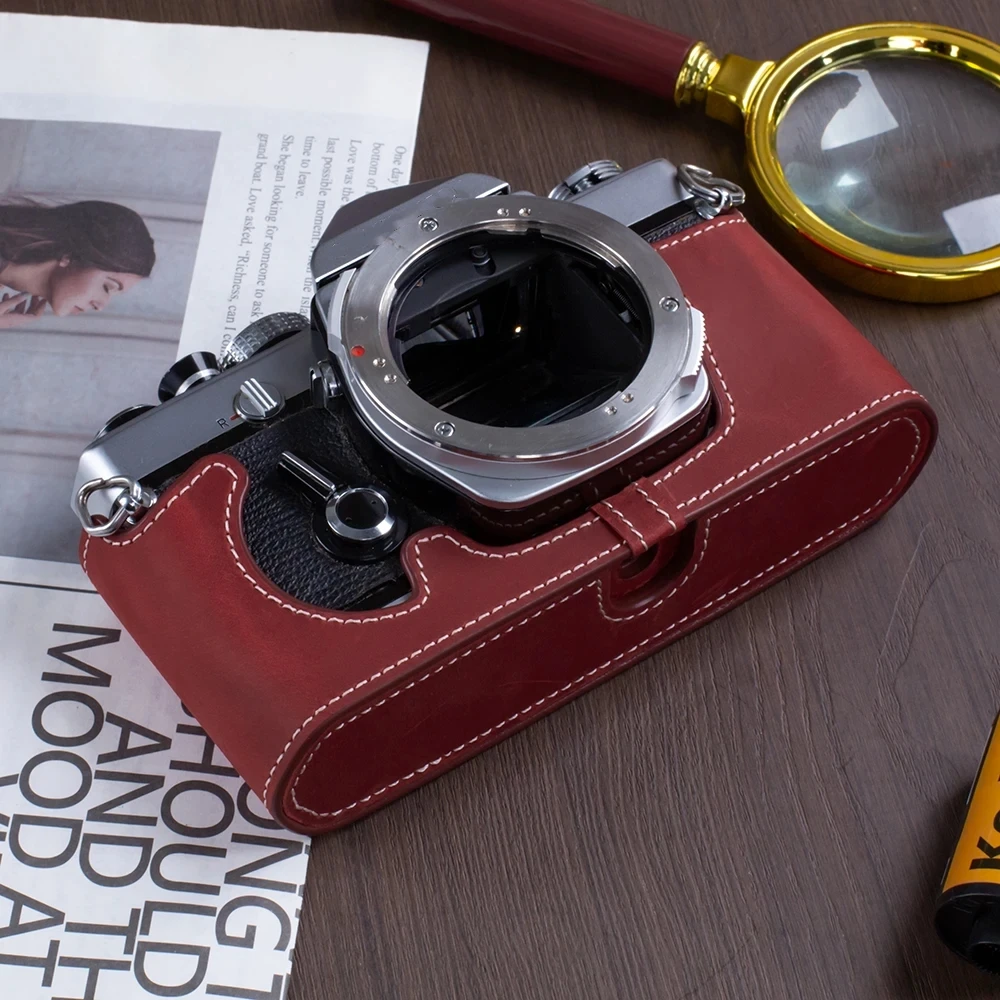 Genuine Leather Half Case For OLYMPUS PEN-FT OM-1/1N OM-2/2N OM-4