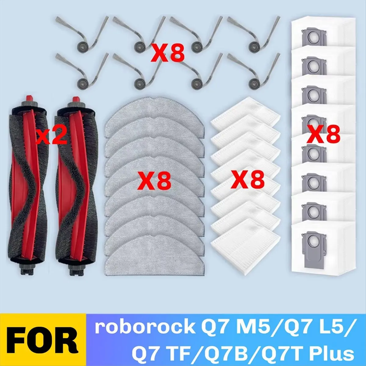 YDSC Fit for Roborock Q7 M5 / Q7 L5 / Q7 TF / Q7B / Q7T Plus Parts Accessories Main Side Brush Dust Bag Mop Cloth Filter view 3
